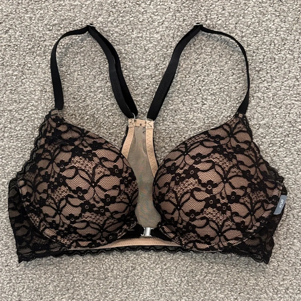 Aerie Black and Tan Lace Bra